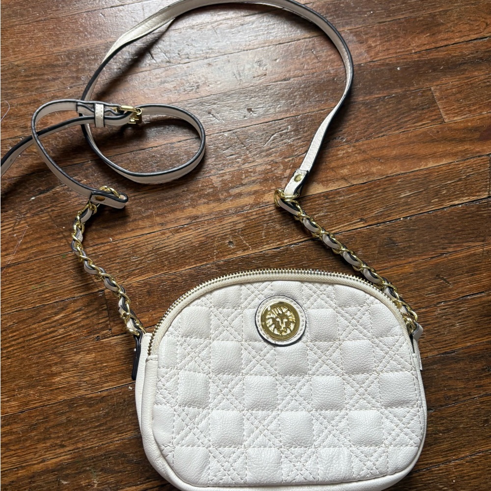 Anne Klein White Quilted Crossbody Bag